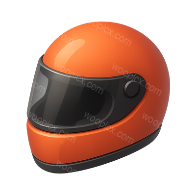 3D Orange Motorcycle Helmet Icon with Isometric Design