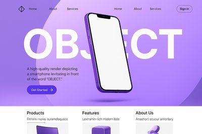 Vibrant Landing Page Design with Purple Phone