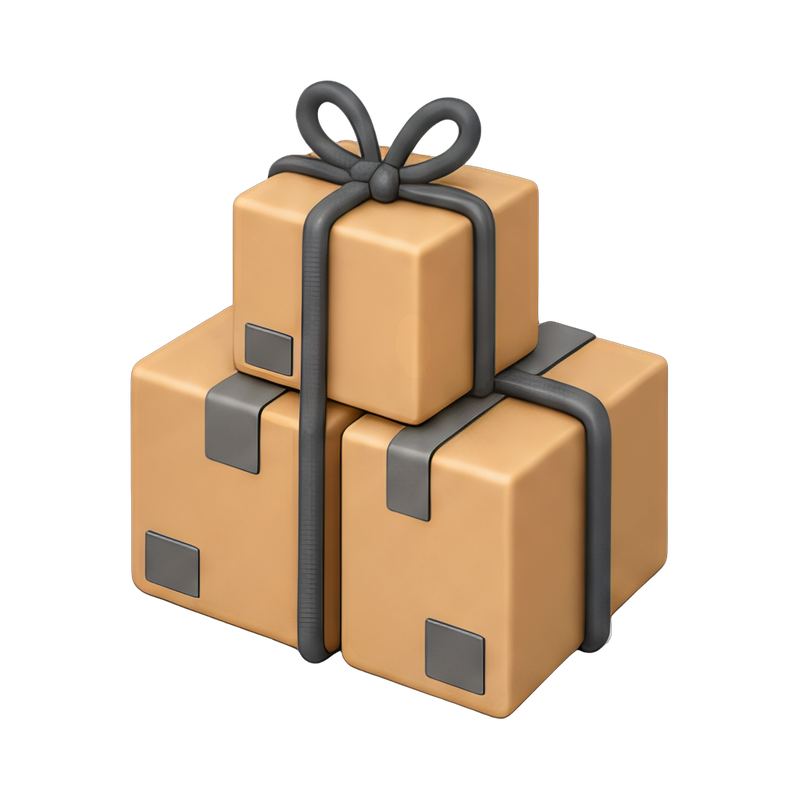three tied gift boxes