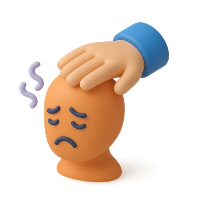 3D Icon Representing Anxiety Relief with Hand and Face