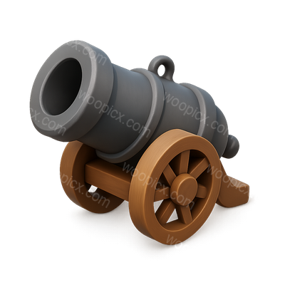 3D Cannon Icon with Volumetric Design