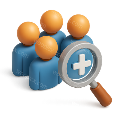 3D Icon of People with Magnifying Glass in Isometric View