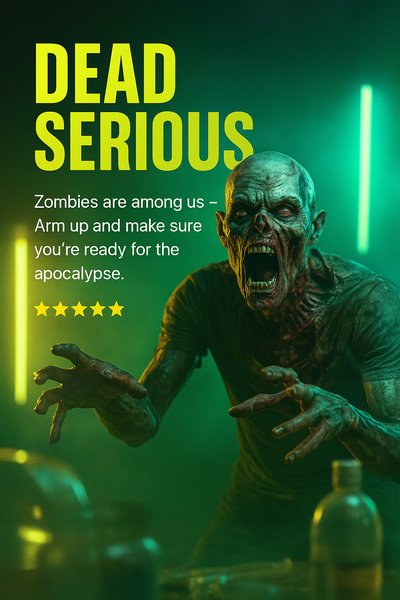 Realistic Neon Zombie-Themed Promotional Slide Design
