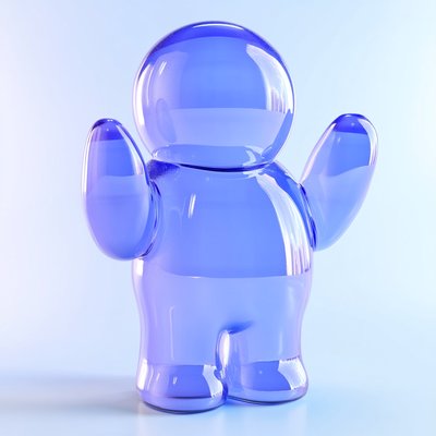 Stylized Transparent Purple Figure Sculpture