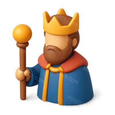 3D Icon of a Lord with Staff in Isometric View