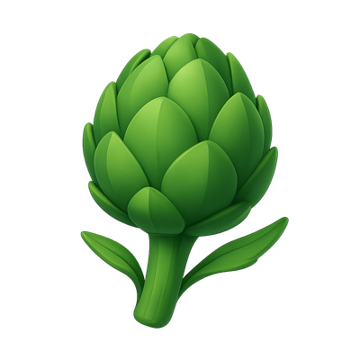 Stylized 3D Artichoke Thistle Icon with Leafy Details