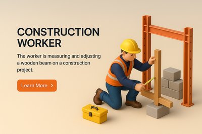 Realistic 3D Scene of a Construction Worker at Work