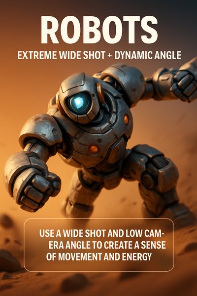 Dynamic Robot Illustration in Extreme Wide Shot