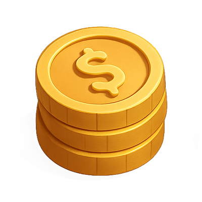 Realistic 3D Gold Coin Stack with Dollar Sign