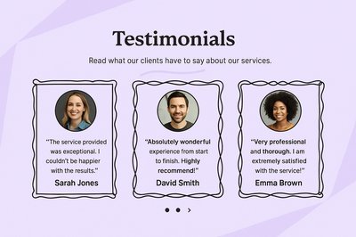 Colorful Testimonial Cards with Whimsical Frames