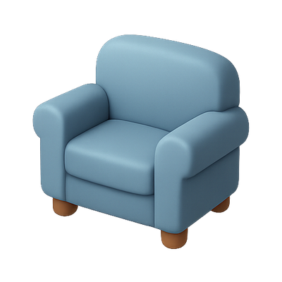 Stylized Blue Armchair Icon for Interior Design
