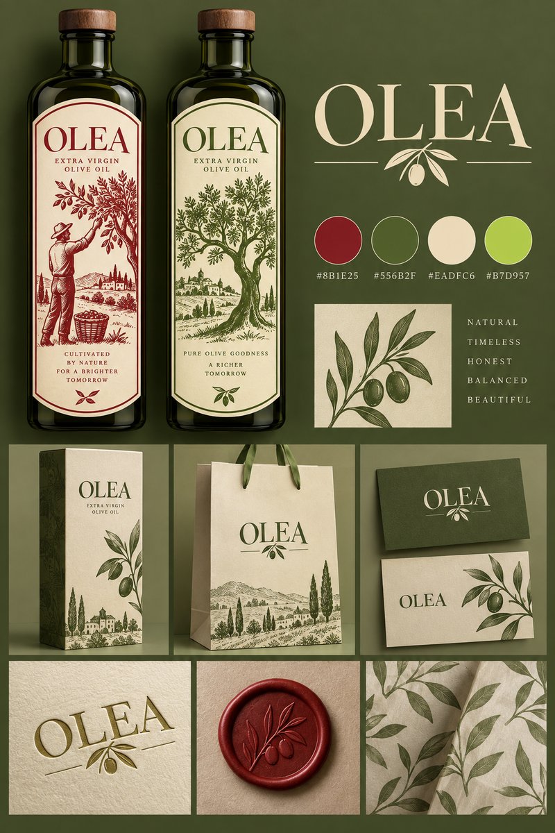 Olive Oil Brand Board Design