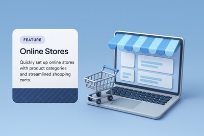 3D Illustration of Online Shopping Concept with Laptop and Cart