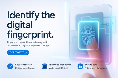 Neon Accents Landing Page Design for Digital Fingerprint