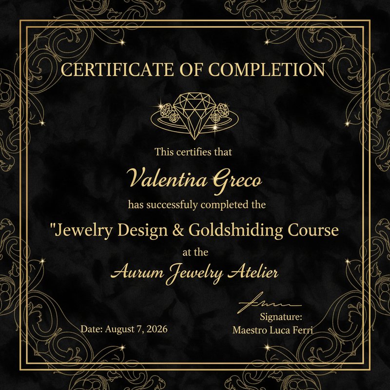 Elegant jewelry design certificate