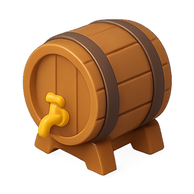 3D Render of a Wooden Barrel with Tap