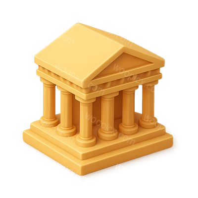 3D Icon of a Greek Golden Age Temple in Volumetric Style