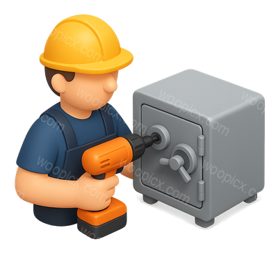 3D Technician with Drill Icon for Safe Opening