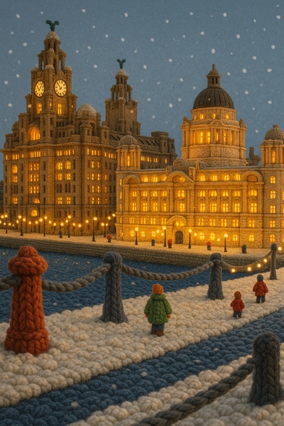 Charming Liverpool Waterfront in Winter Atmosphere