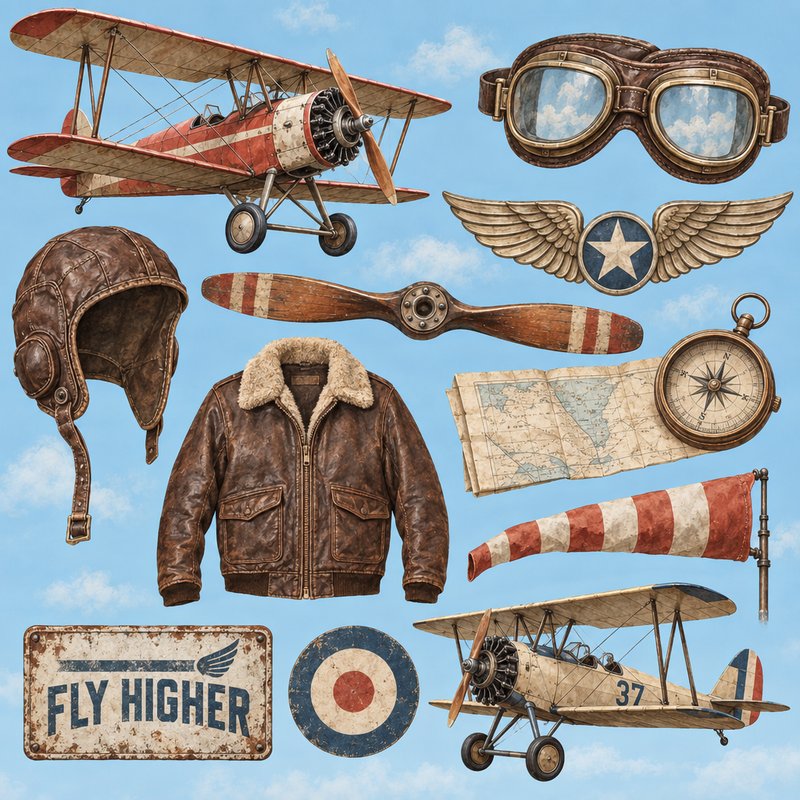 Vintage aviation design elements
