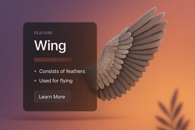 3D Illustration of a Wing with Transparent Effect