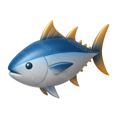 Stylized 3D Tuna Icon with Isometric Perspective
