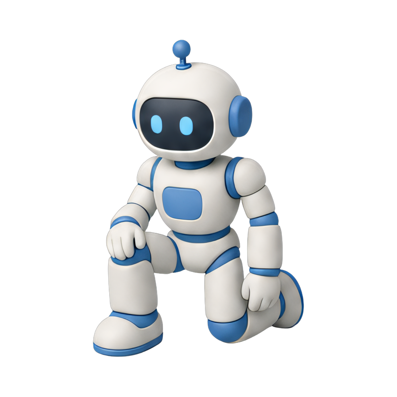 humanoid robot in a kneeling pose