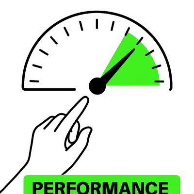 Performance Indicator Graphic with Hand and Gauge
