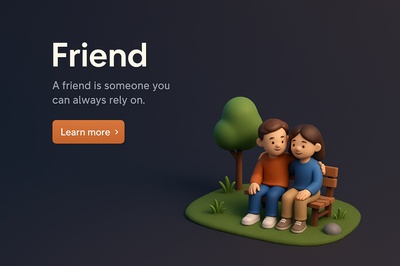 Charming 3D Scene of Friendship and Trust