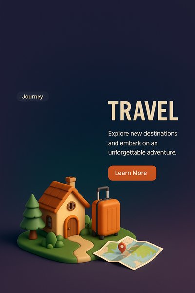 Realistic 3D Travel Scene with Detailed Elements