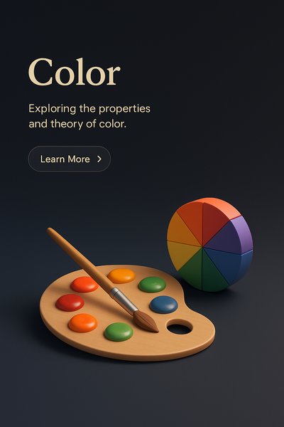Detailed 3D Scene Focused on Color Theory and Design Elements