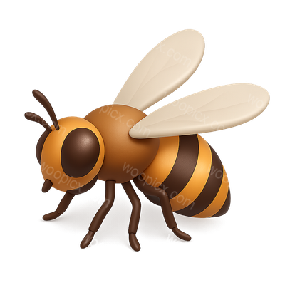 Stylized 3D Bee Illustration for Educational Use