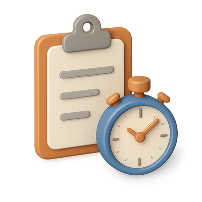 3D Icon of Clipboard and Timer in Isometric View