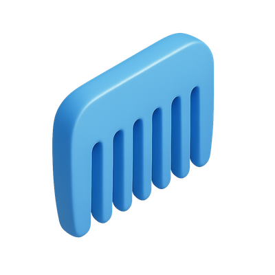 3D Blue Comb Icon with Isometric View