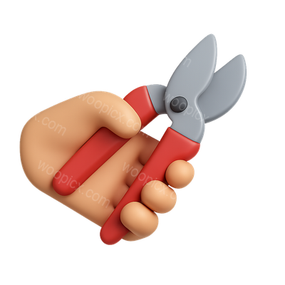 3D Icon of Hand Holding Secateurs in Isometric View