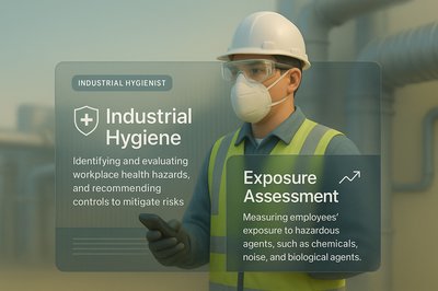 Professional Industrial Hygienist Assessing Workplace Health Hazards