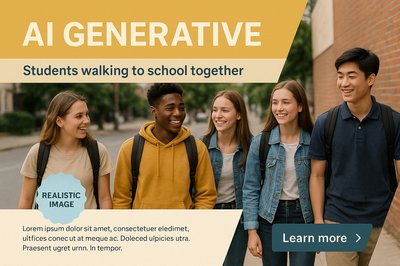 Students Walking to School Together - AI Generative Theme