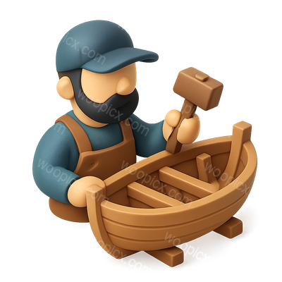 3D Icon of a Shipwright Boat Builder in Isometric View