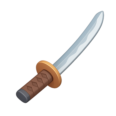 Stylized 3D Sword Icon for Gaming Applications