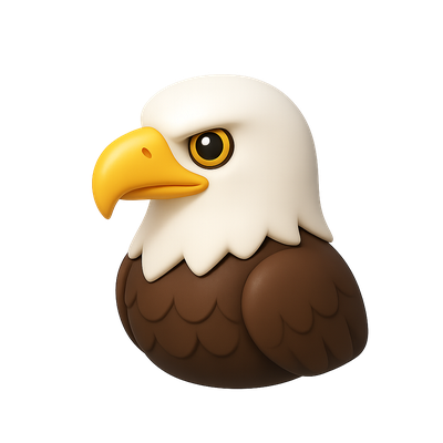 Stylized 3D Bald Eagle Icon in Isometric View