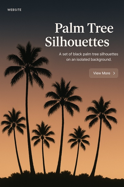 Stylish Silhouettes of Palm Trees on Isolated Background