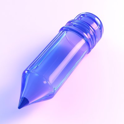 3D Render of a Stylized Blue Pencil on Soft Background