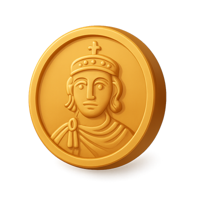 3D Icon of a Byzantine Coin in Isometric View