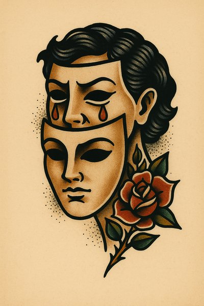 Intricate Mask Tattoo Symbolizing Hidden Identity