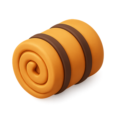 Stylish 3D Rolled Sleeping Bag Icon Design