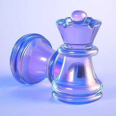 Translucent Glass Chess Piece with Gradient Lighting