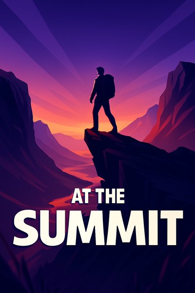 Stunning Hiker Silhouette at Mountain Summit