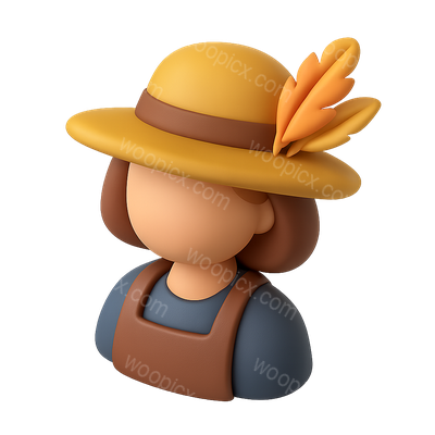 Stylized 3D Feathered Milliner Icon Design