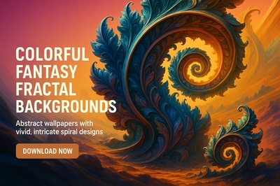 Colorful Fantasy Fractal Backgrounds with Intricate Spiral Designs