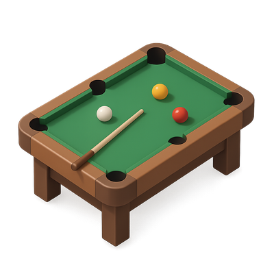 Stylized 3D Billiard Table Icon with Pool Balls